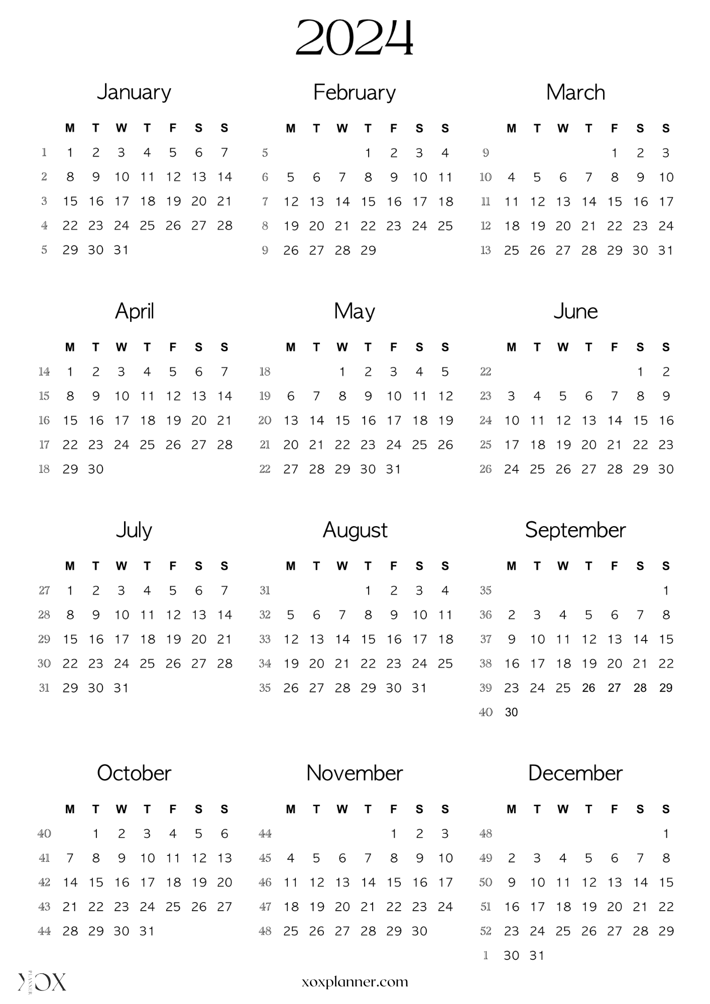 Printable 2024 Calendar