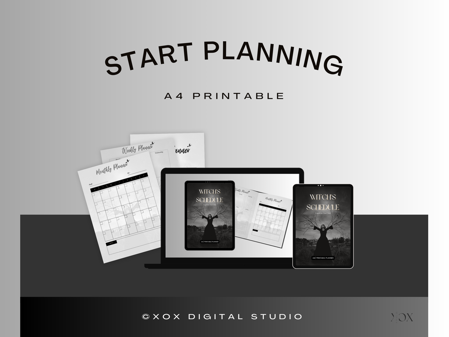 Schedule witch Planner (daily, weekly, monthly) / undated - Printable Instant download PDF