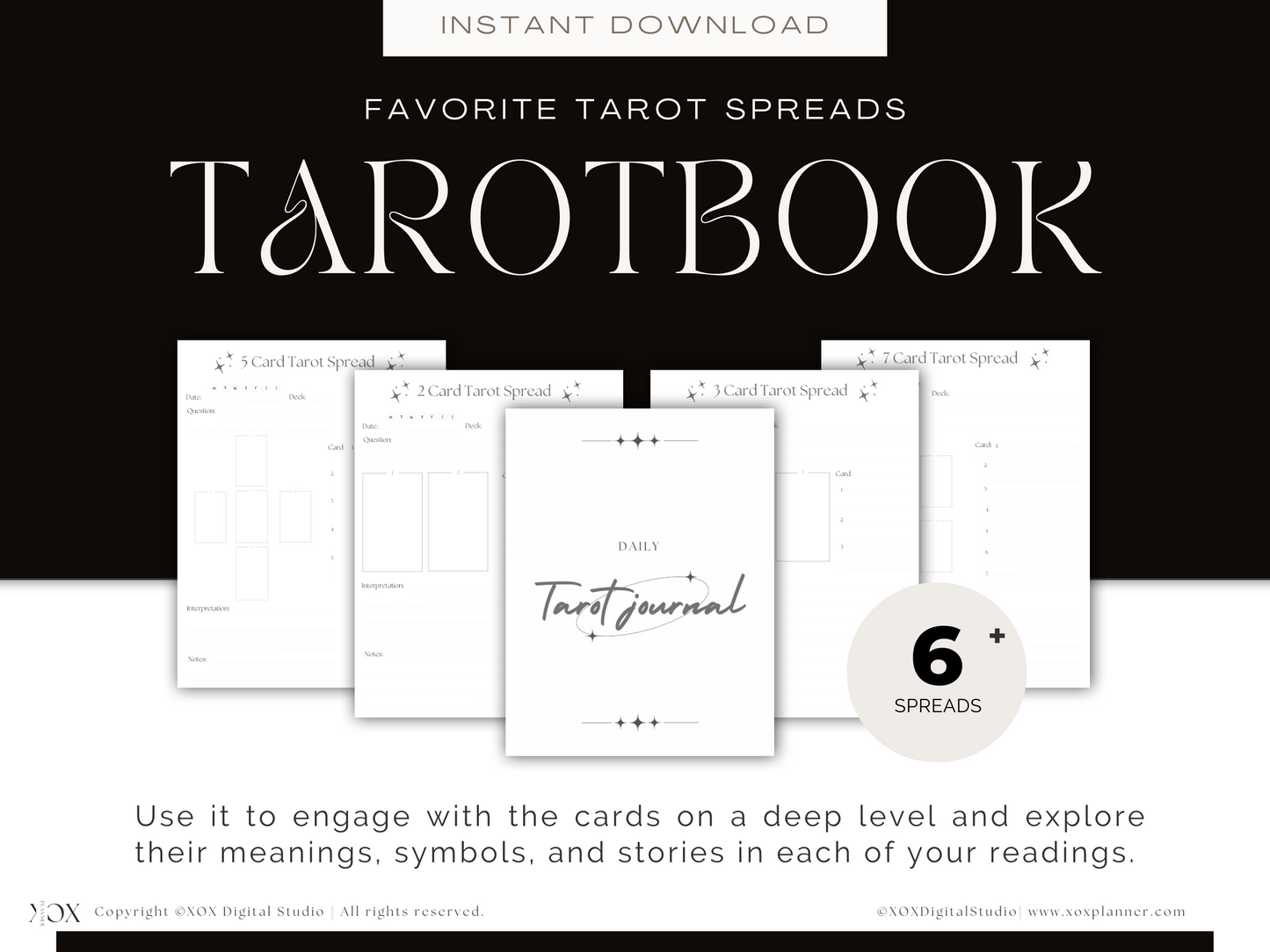 Tarot Jounal | Tarot Card Spreads Reading Workbook | Minimalist, Instant Download