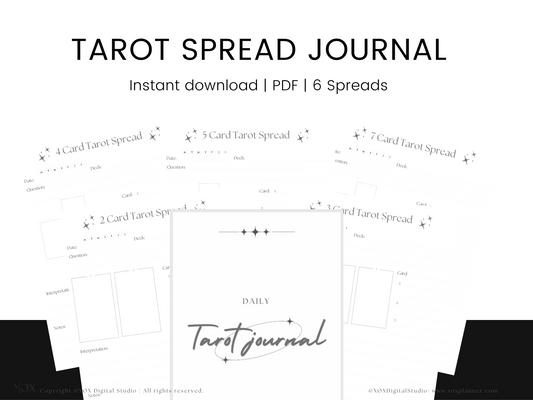 Tarot Jounal | Tarot Card Spreads Reading Workbook | Minimalist, Instant Download