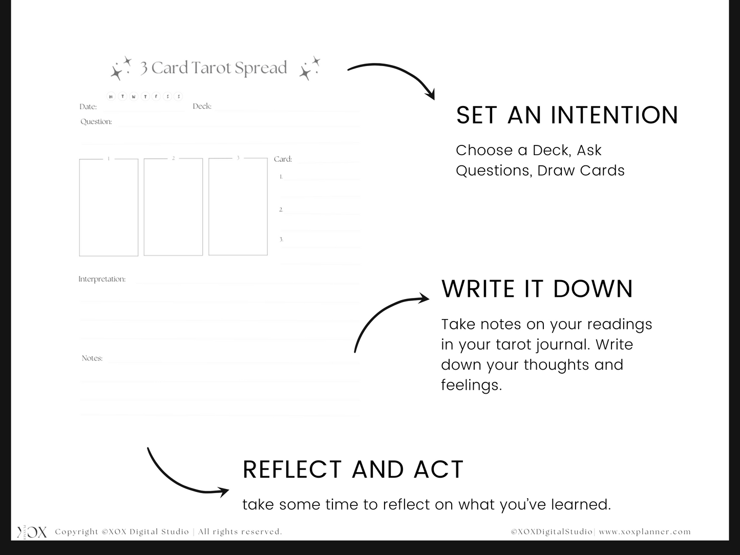 Tarot Jounal | Tarot Card Spreads Reading Workbook | Minimalist, Instant Download
