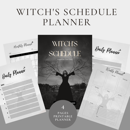 Schedule witch Planner (daily, weekly, monthly) / undated - Printable Instant download PDF