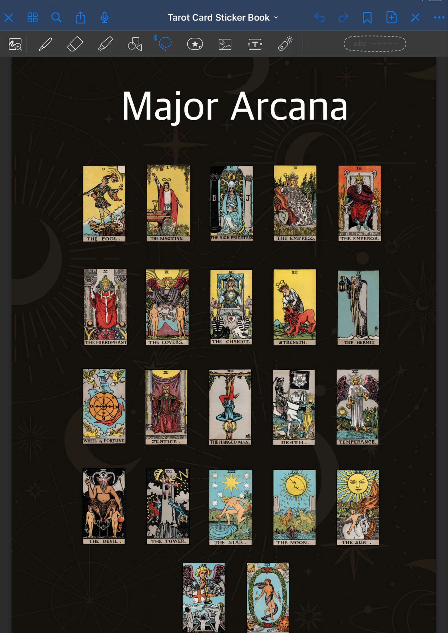 Tarot Card Digital Sticker for Goodnotes, Rider Waite Smith Tarot Digital Stickers Major and Minor Arcana Instant Download