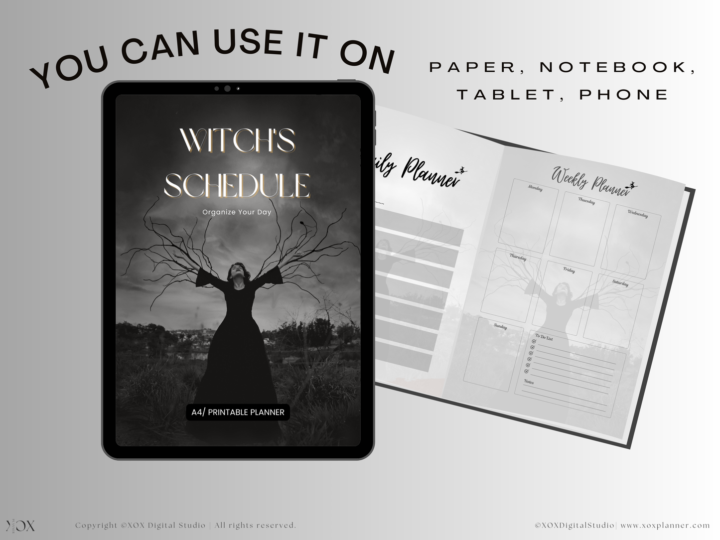 Schedule witch Planner (daily, weekly, monthly) / undated - Printable Instant download PDF