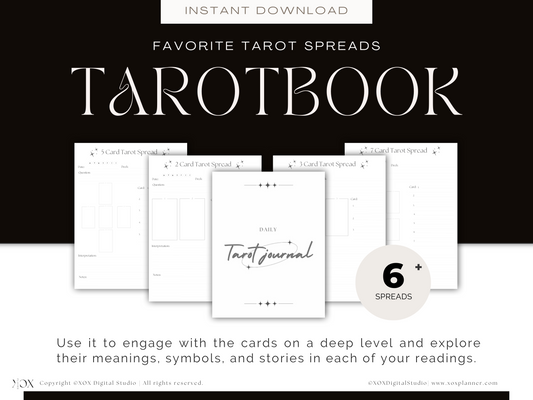 Tarot Jounal | Tarot Card Spreads Reading Workbook |  Minimalist, Instant Download